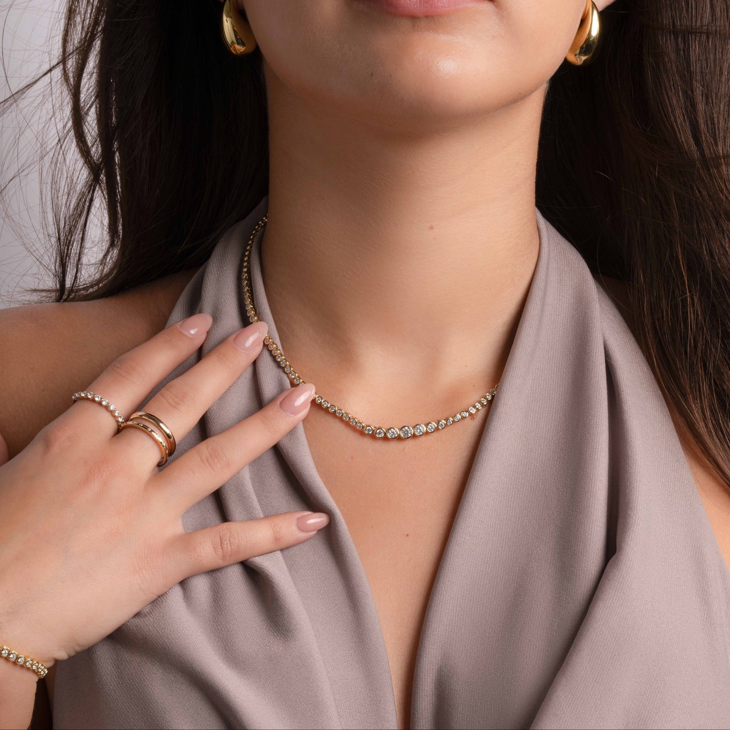Graduated Bezel Tennis Necklace
