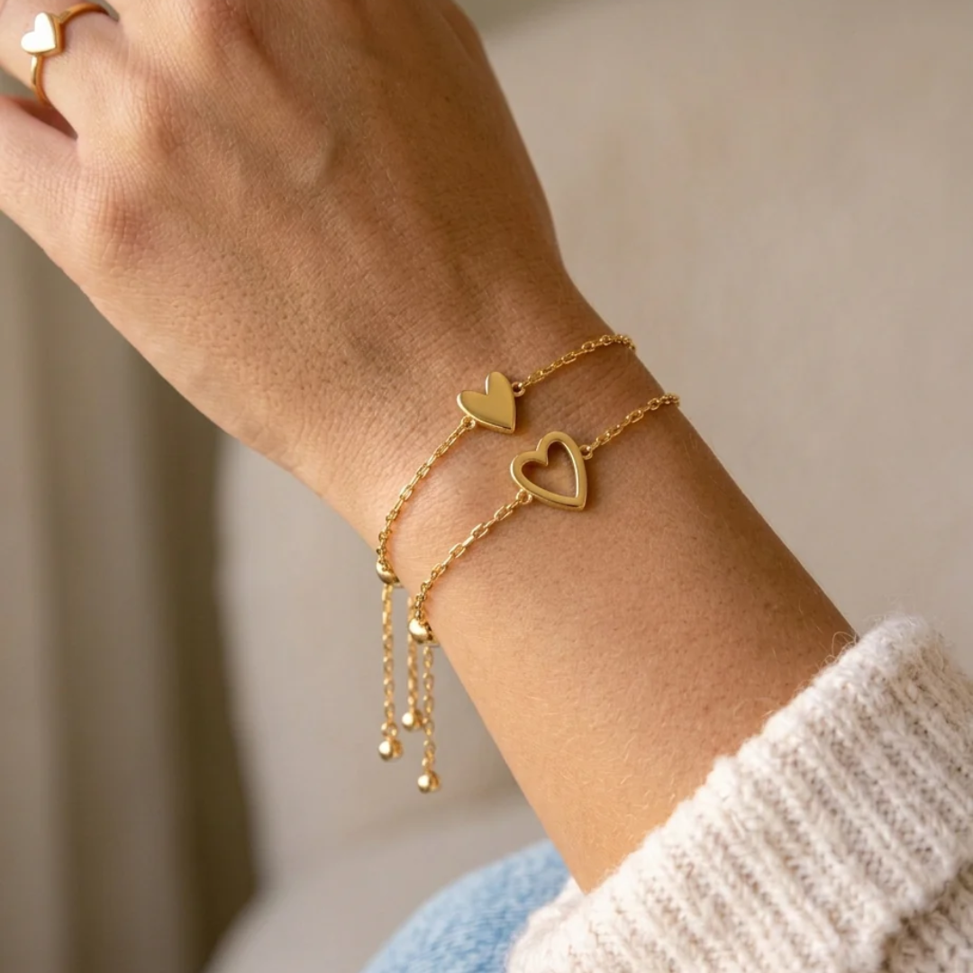 Heart Duo Charm Bracelet Set