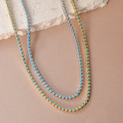 Dainty Round Turquoise Tennis Necklace