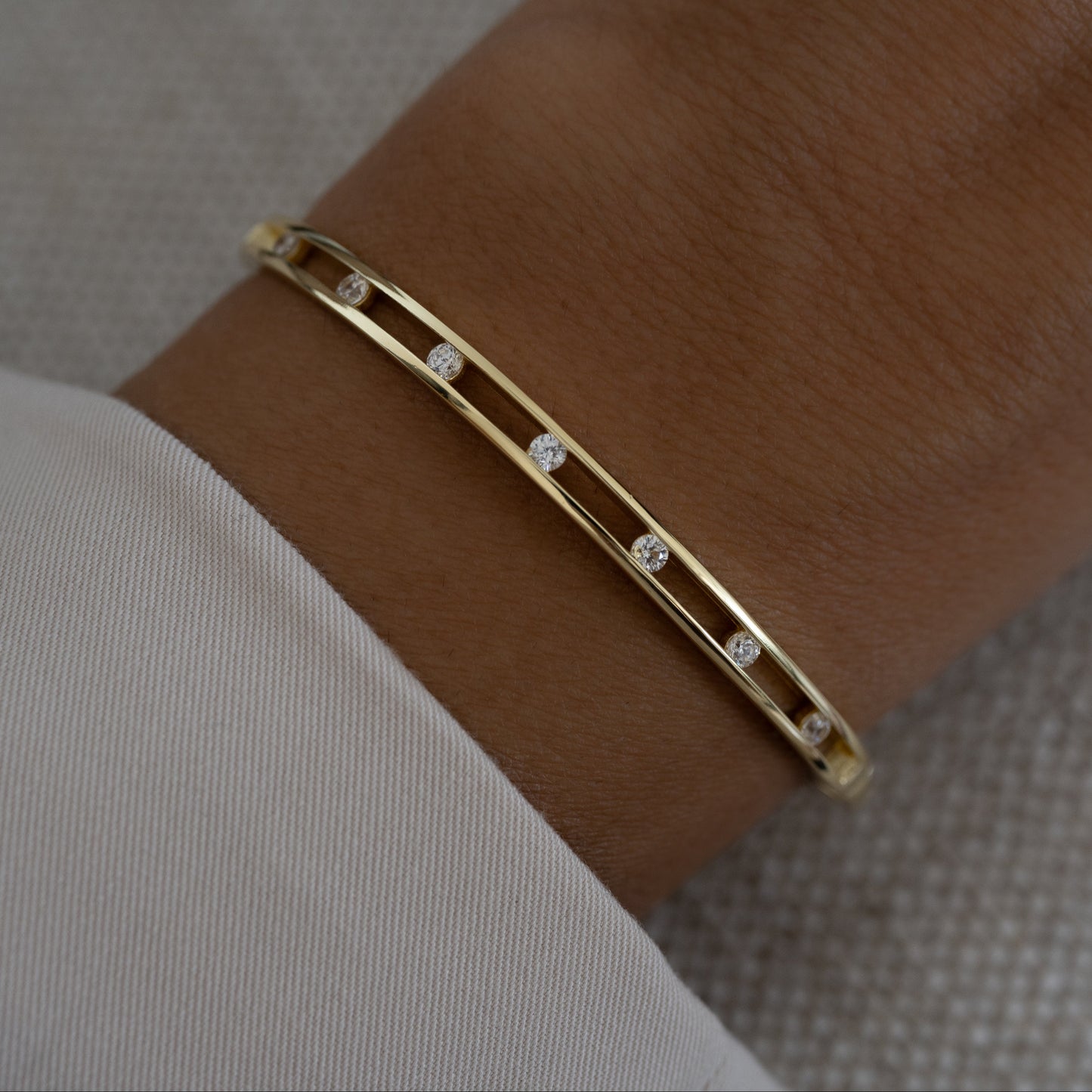 Sleek Stone Set Bangle Bracelet