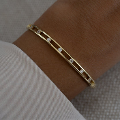 Sleek Stone Set Bangle Bracelet