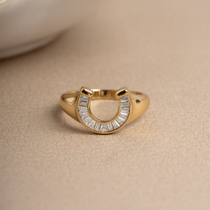 Lucky Gold Horseshoe Statement Ring
