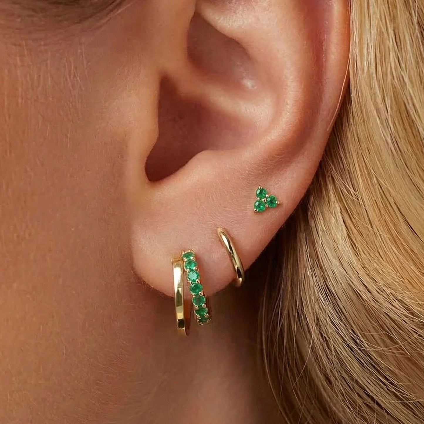 Clover Double Hoop Earrings Set