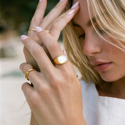 Gold Shell Statement Ring