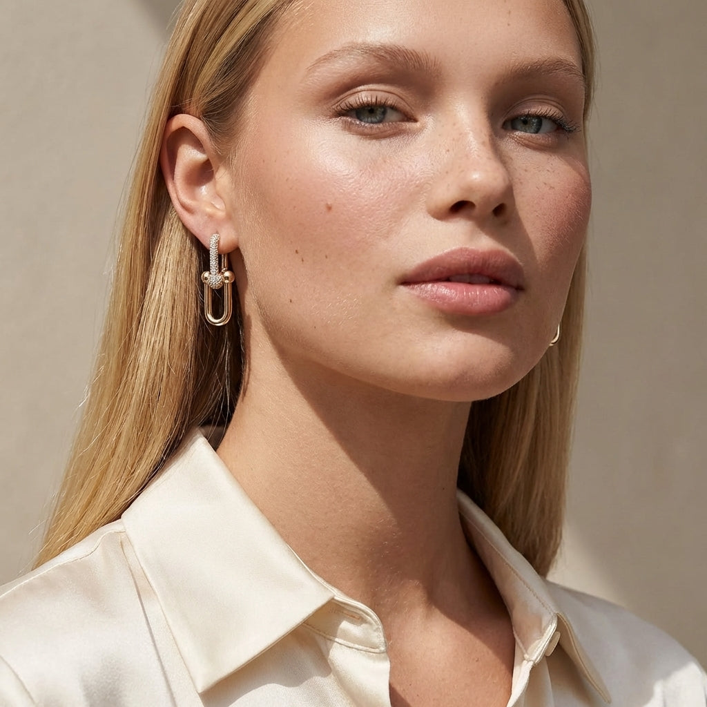 Pavé Diamond Link Statement Earrings