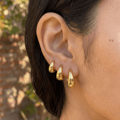 Sculptural Chunky Hoop Earring Trio Set