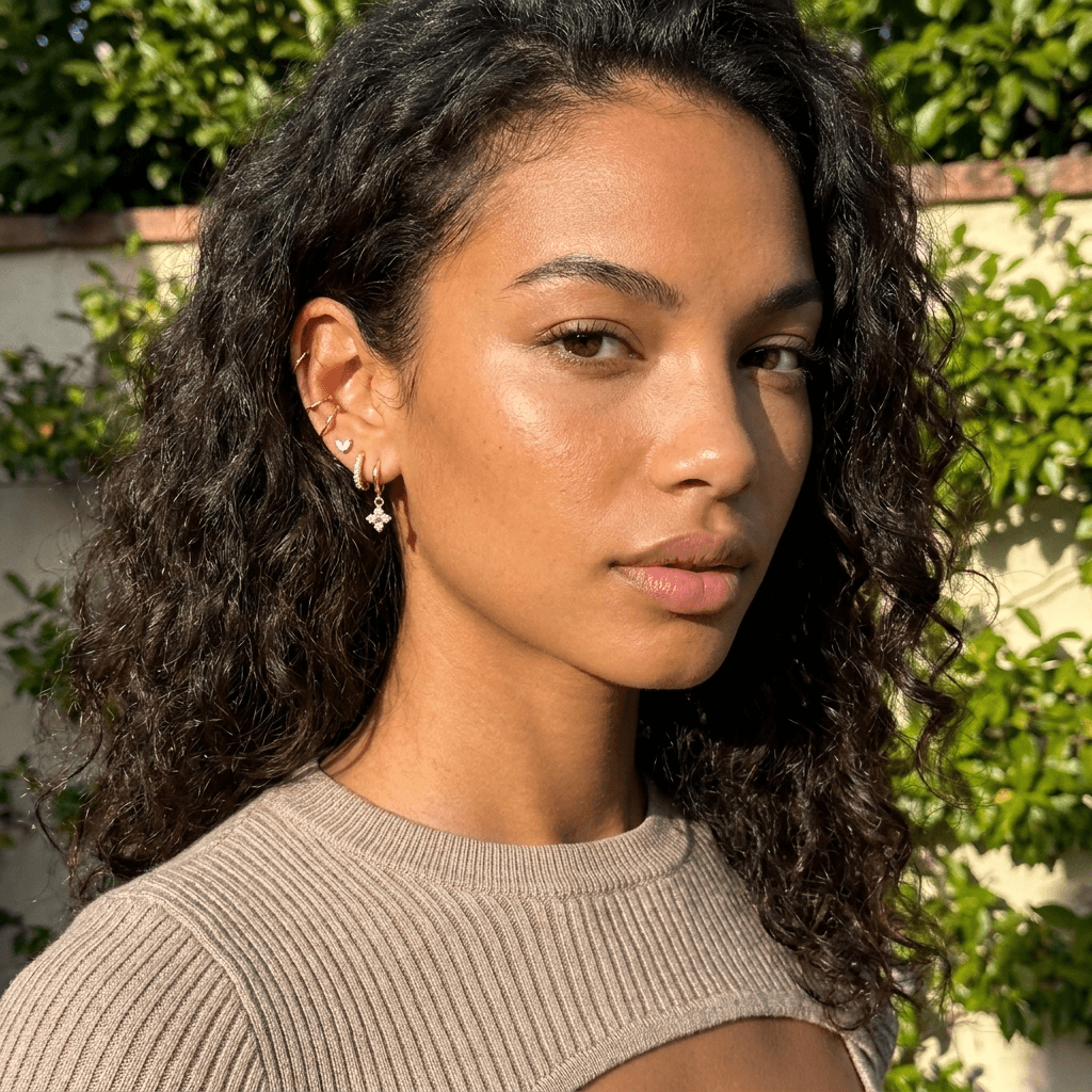 Gold Clover Leaf Earring Set