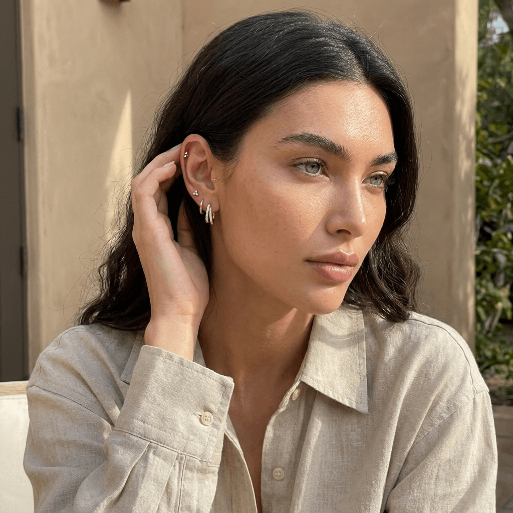 Clover Double Hoop Earrings Set