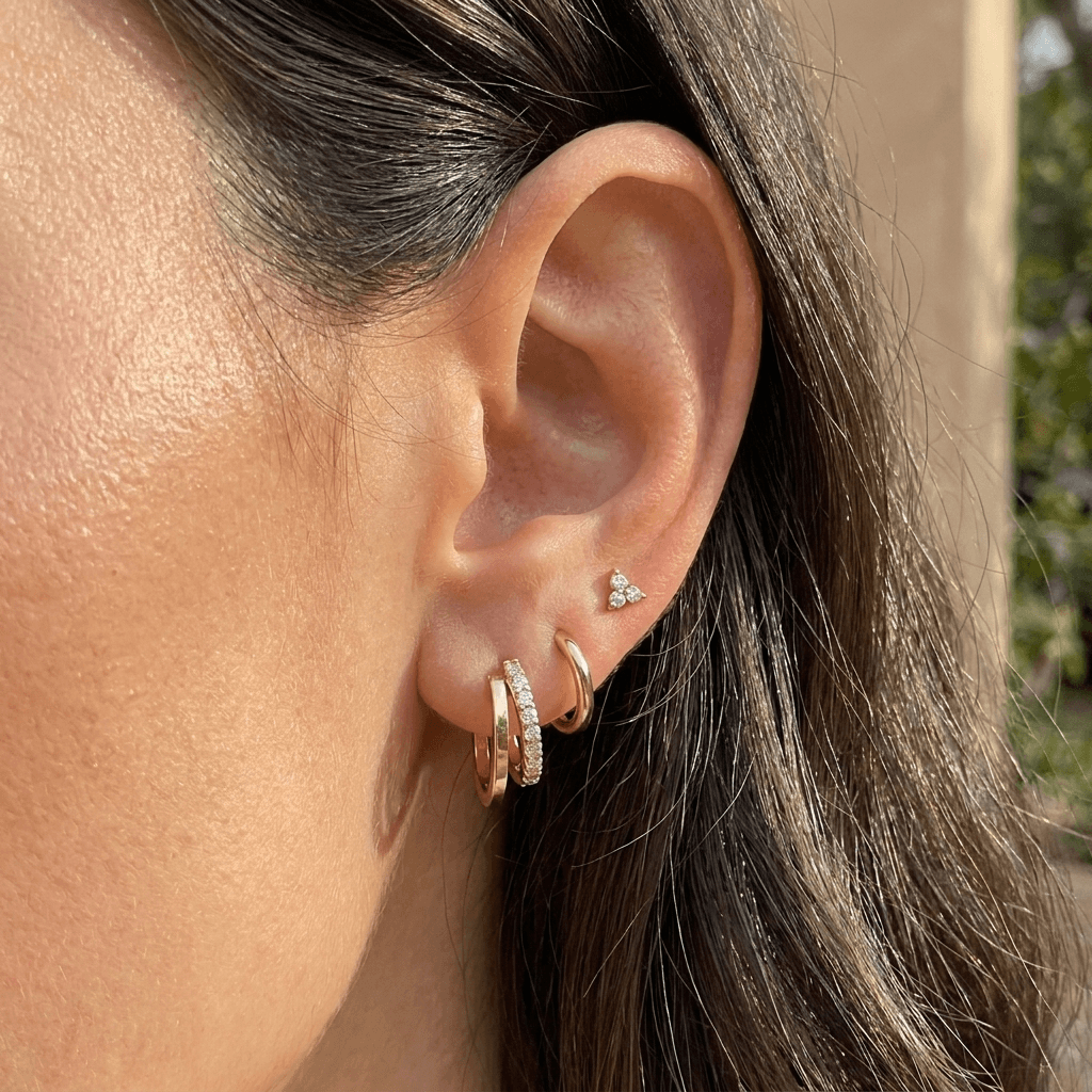 Clover Double Hoop Earrings Set