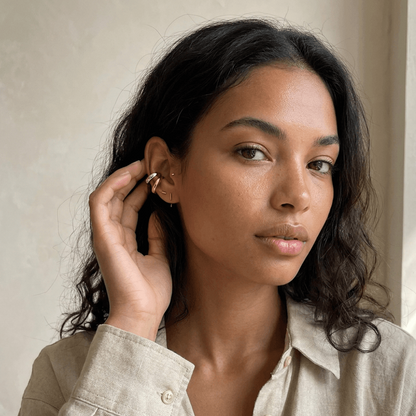 Sculptural Gold Ear Cuff for Cartilage Styling
