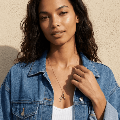 Gold Script Initial Necklace