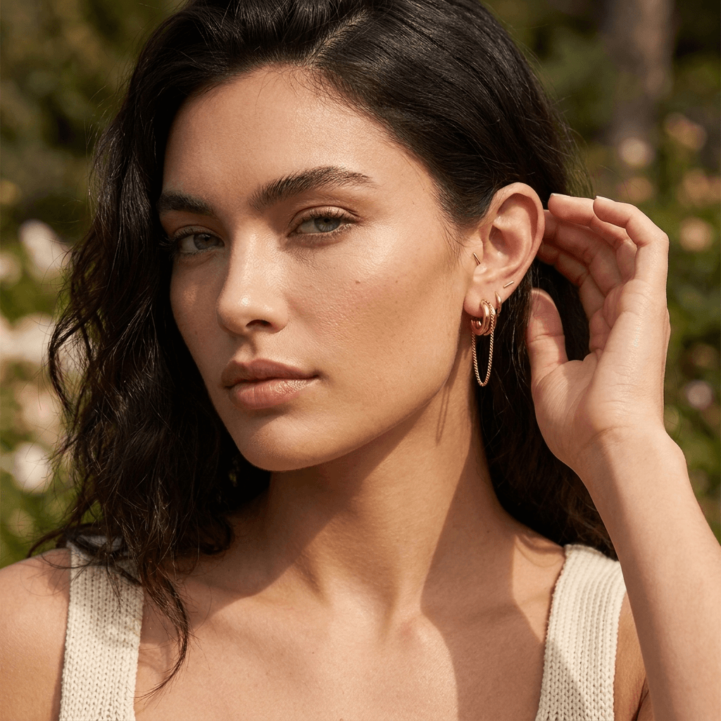 Gold Link Chain Hoop Earrings
