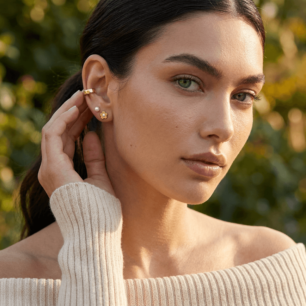 Floral Flat Back Stud Earrings