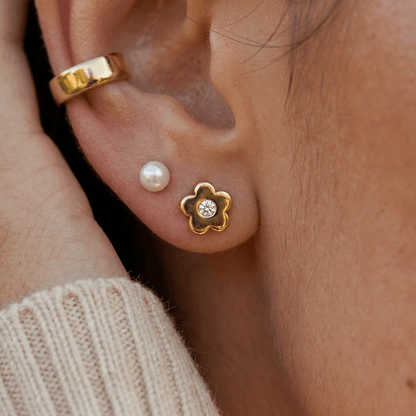 Floral Flat Back Stud Earrings
