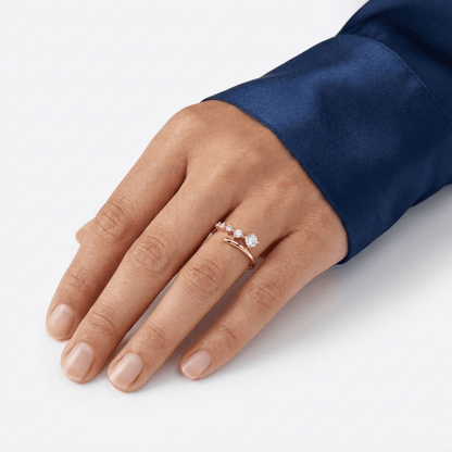 Gold Cubic Zirconia Bypass Stackable Ring