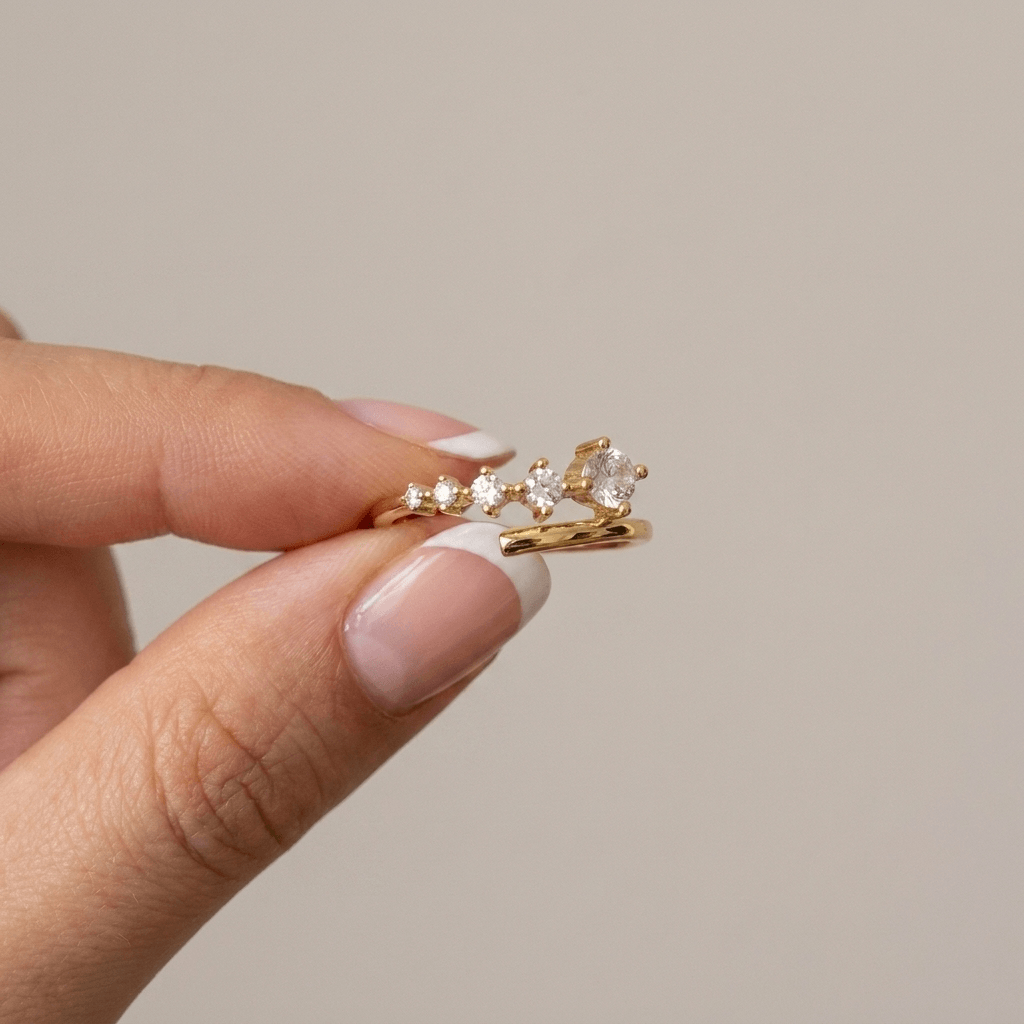 Gold Cubic Zirconia Bypass Stackable Ring