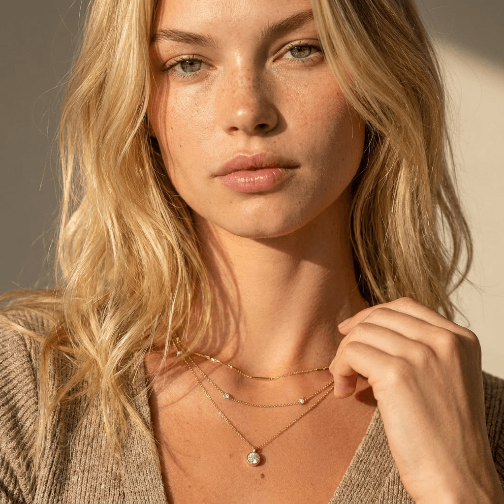 Dainty Round Bezel Pendant Necklace