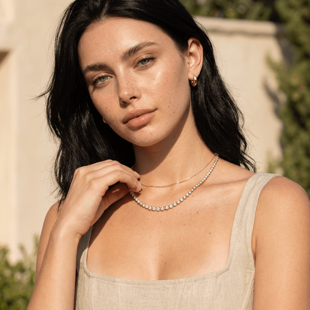 Graduated Bezel Tennis Necklace
