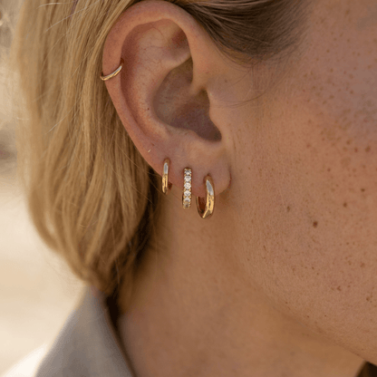 Gold Four Piece Mini Hoop Earrings Set