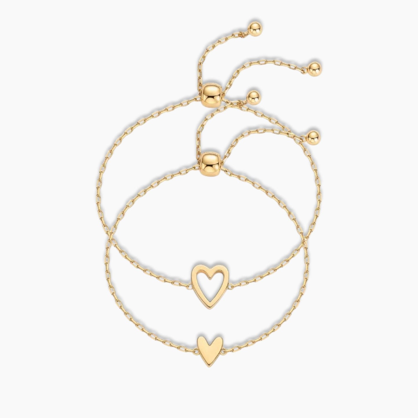 Heart Duo Charm Bracelet Set