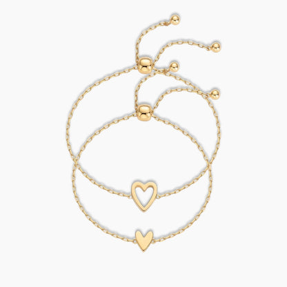 Heart Duo Charm Bracelet Set