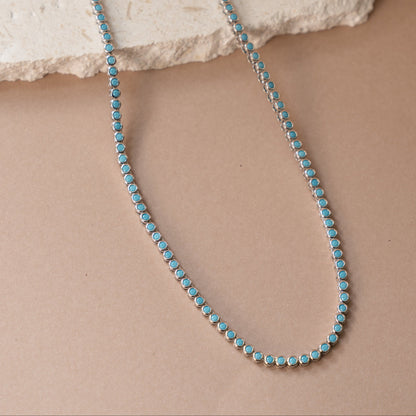 Dainty Round Turquoise Tennis Necklace