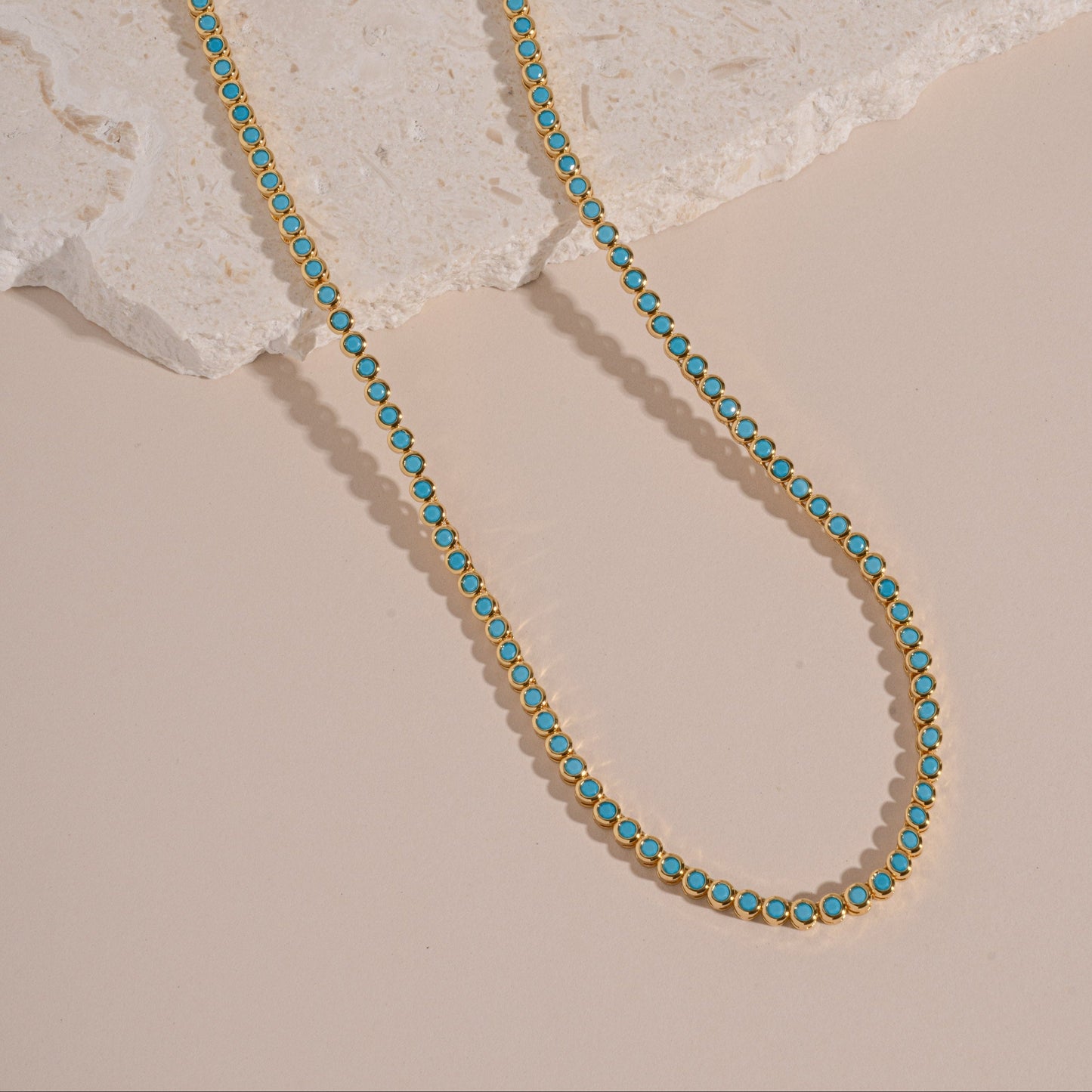 Dainty Round Turquoise Tennis Necklace
