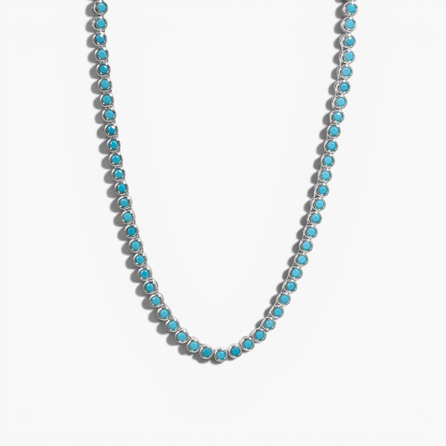Dainty Round Turquoise Tennis Necklace