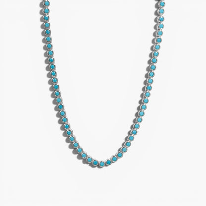 Dainty Round Turquoise Tennis Necklace