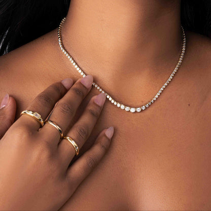 Graduated Bezel Tennis Necklace