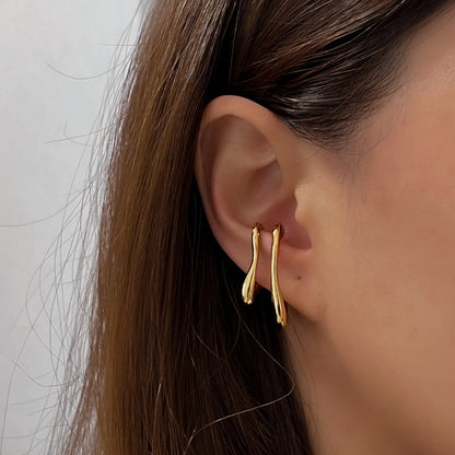 Sculptural Gold Ear Lobe Cuff Earrings
