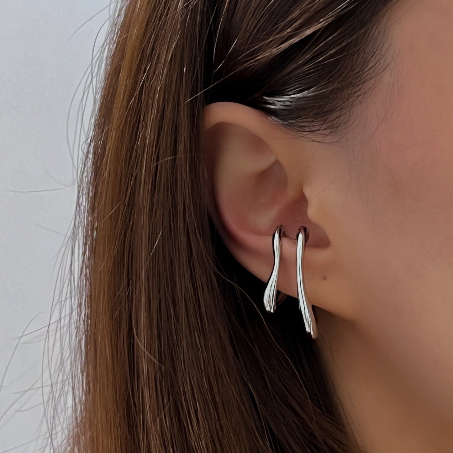 Sculptural Gold Ear Lobe Cuff Earrings