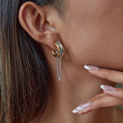 Gold Link Chain Hoop Earrings