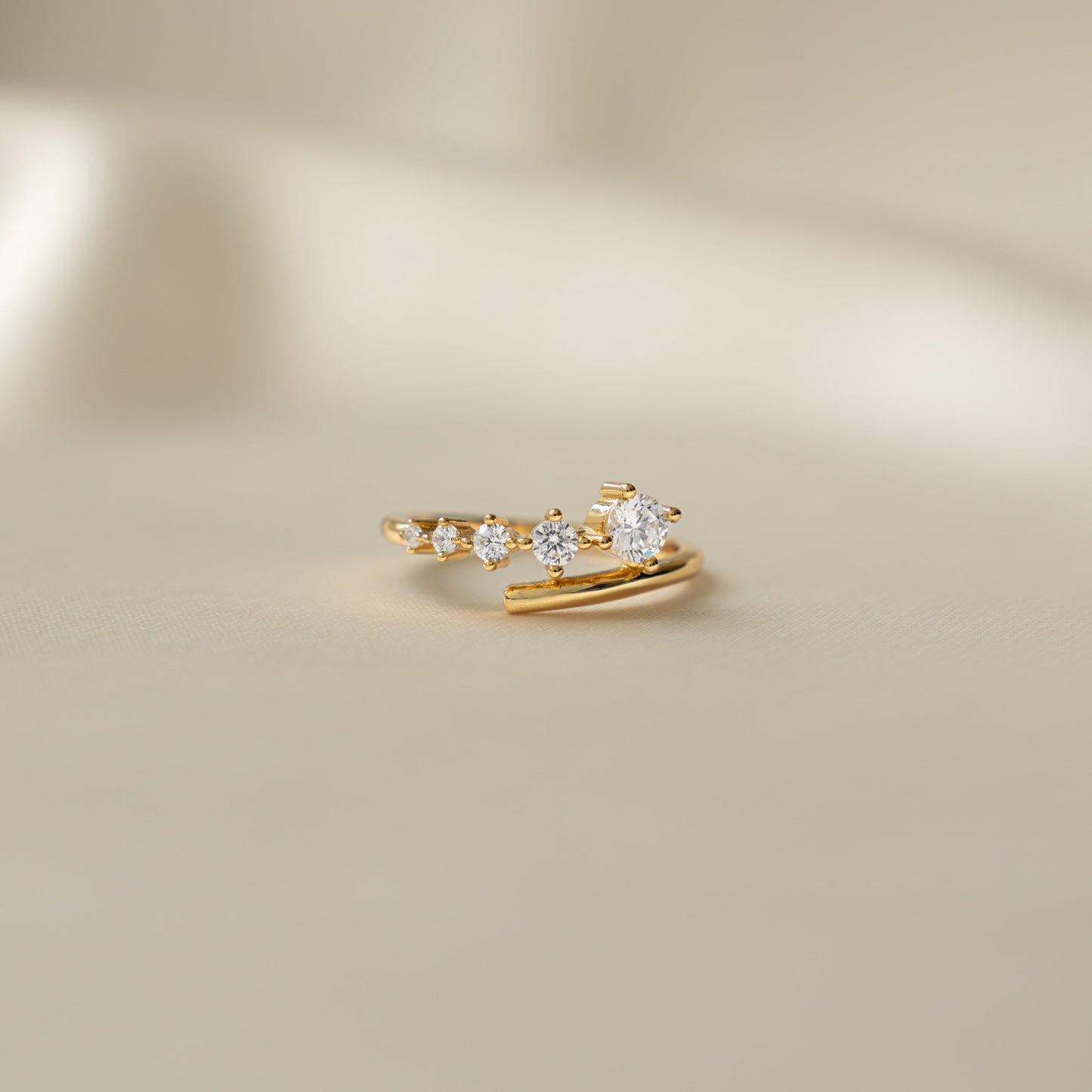 Gold Cubic Zirconia Bypass Stackable Ring
