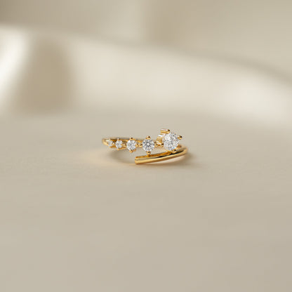 Gold Cubic Zirconia Bypass Stackable Ring