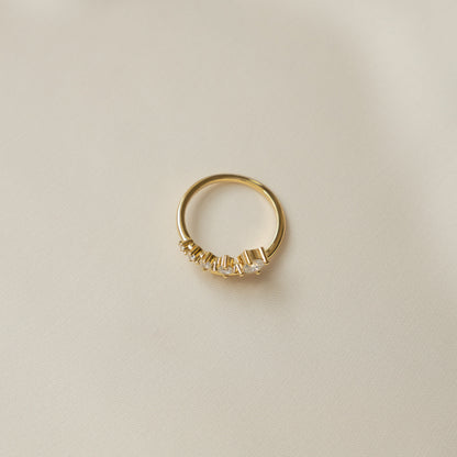 Gold Cubic Zirconia Bypass Stackable Ring