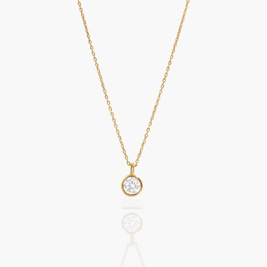 Dainty Round Bezel Pendant Necklace