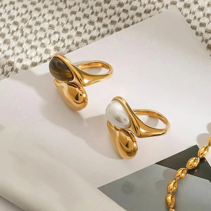 Sculptural Pearl Gold Wrap Ring