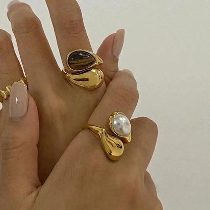 Sculptural Pearl Gold Wrap Ring