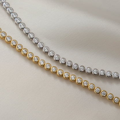 Sparkling Round Bezel CZ Tennis Bracelet
