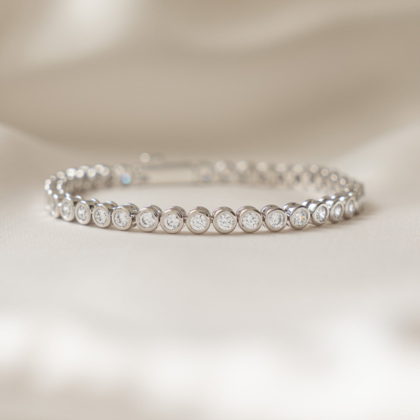 Sparkling Round Bezel CZ Tennis Bracelet