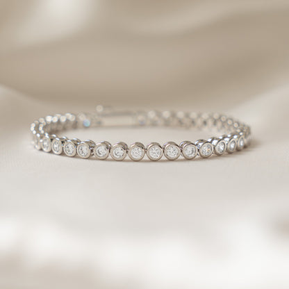 Sparkling Round Bezel CZ Tennis Bracelet