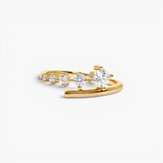 Gold Cubic Zirconia Bypass Stackable Ring