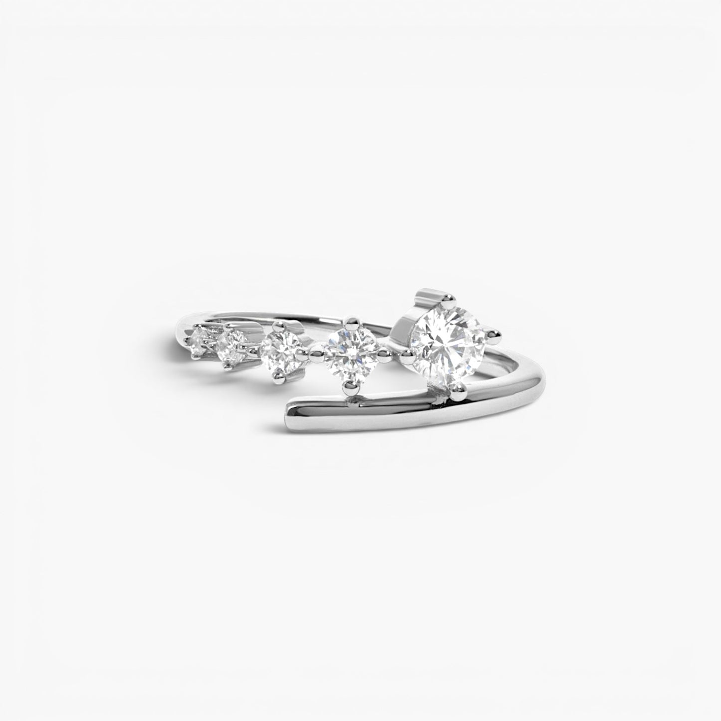 Gold Cubic Zirconia Bypass Stackable Ring