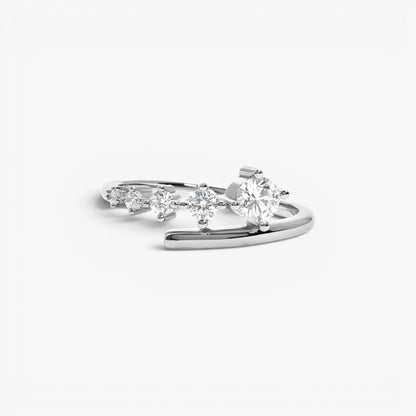 Gold Cubic Zirconia Bypass Stackable Ring