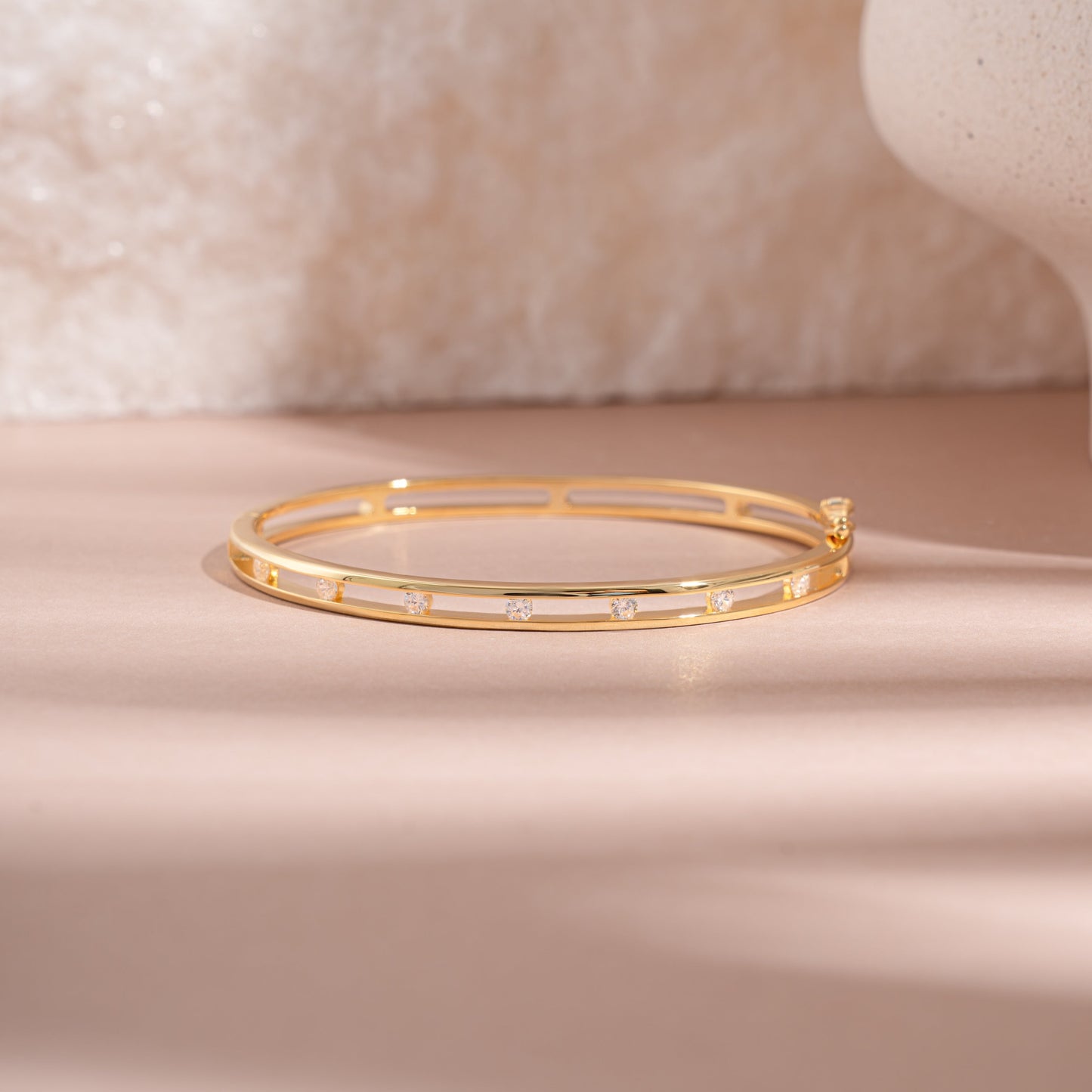 Sleek Stone Set Bangle Bracelet