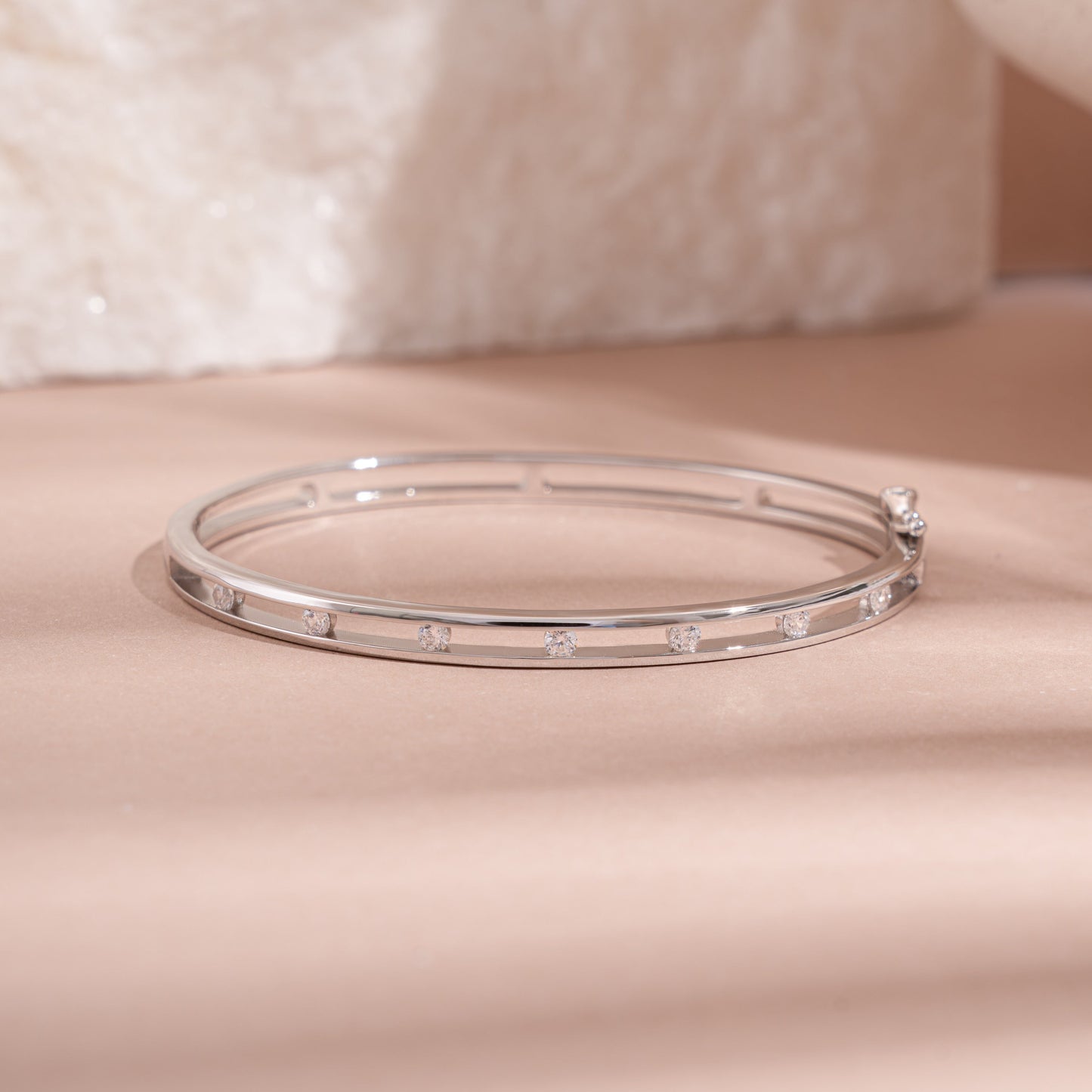 Sleek Stone Set Bangle Bracelet