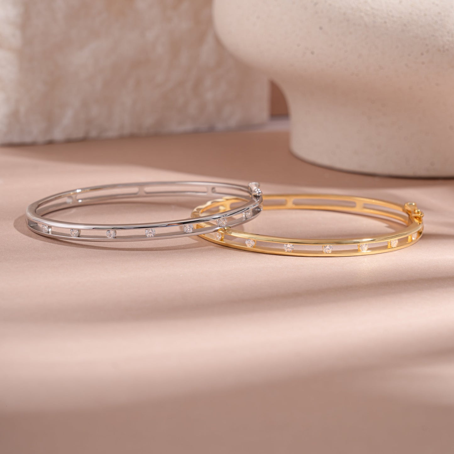 Sleek Stone Set Bangle Bracelet