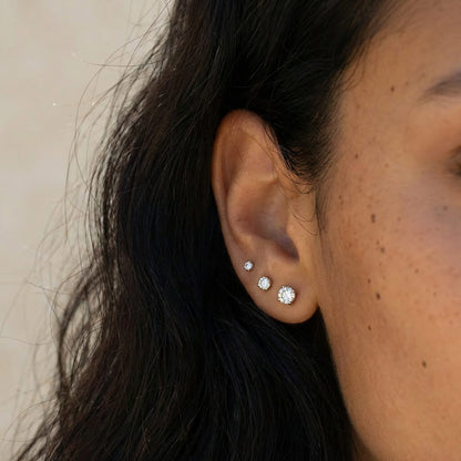 Gold Diamond Flat Back Stud Earrings