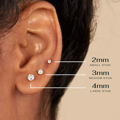 Gold Diamond Flat Back Stud Earrings